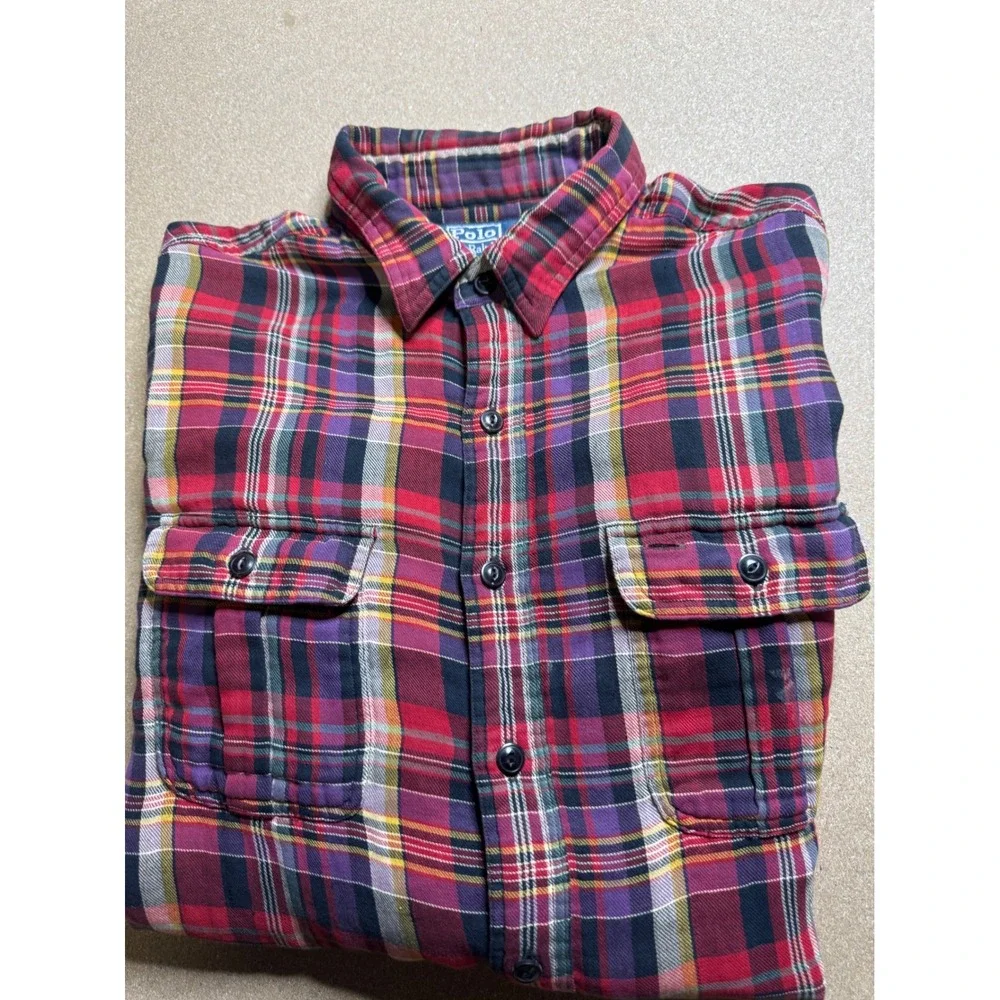 Polo by‎ Ralph Lauren Mens Flannel Plaid Shirt Button Up Long Sleeve